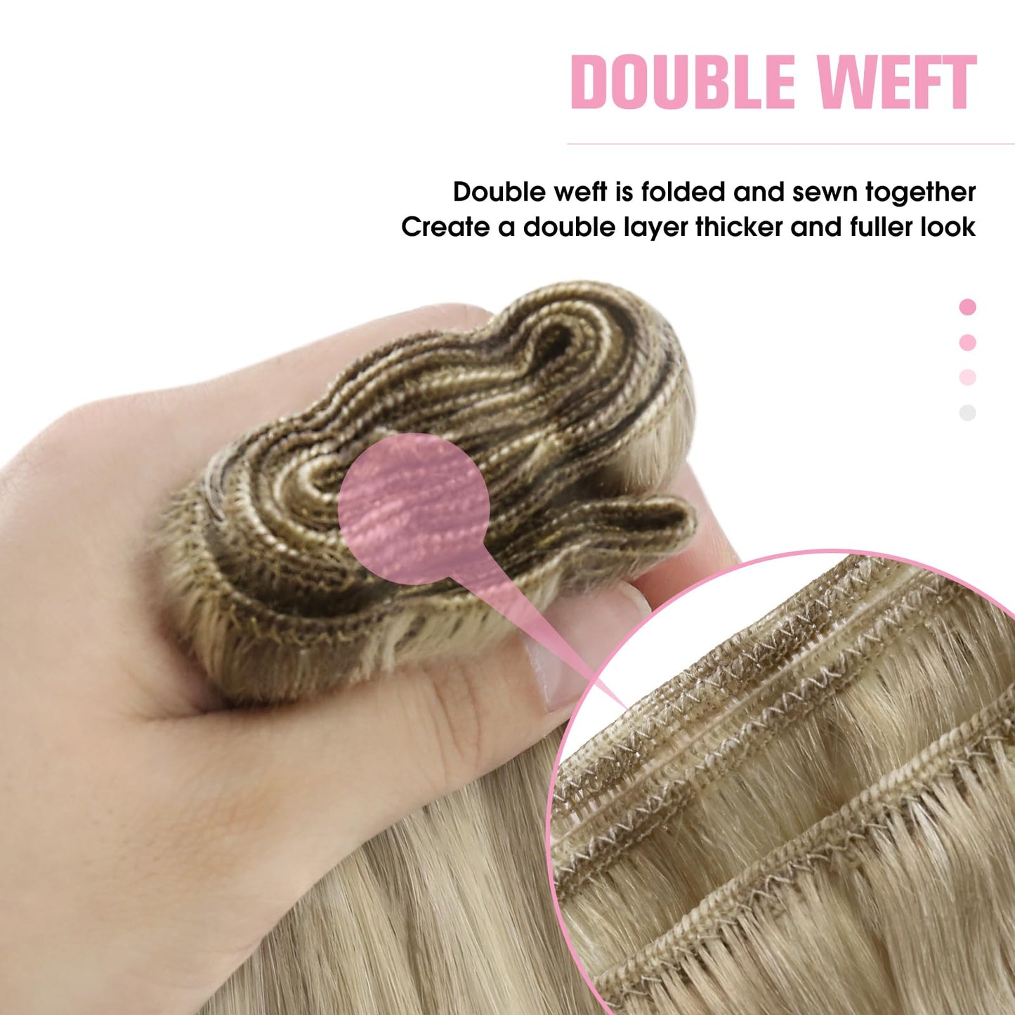 YoungSee Weft Human Hair Extensions Blonde Highlight Sew in Hair Extensions Human Hair Light Brown with Blonde Highlight Sew in