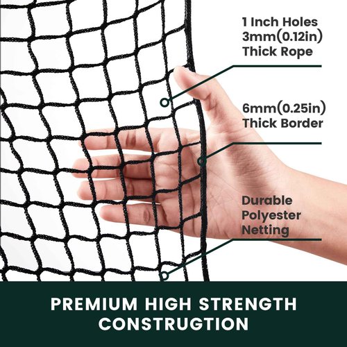 Hittop Sports Netting,Hitting Net with 33Feet Nylon Rope for Golf, Baseball, Hockey, Soccer, LAX and More - 10x10ft/10x15ft/10x20ft/10x25ft/10x30ft/10x40ft