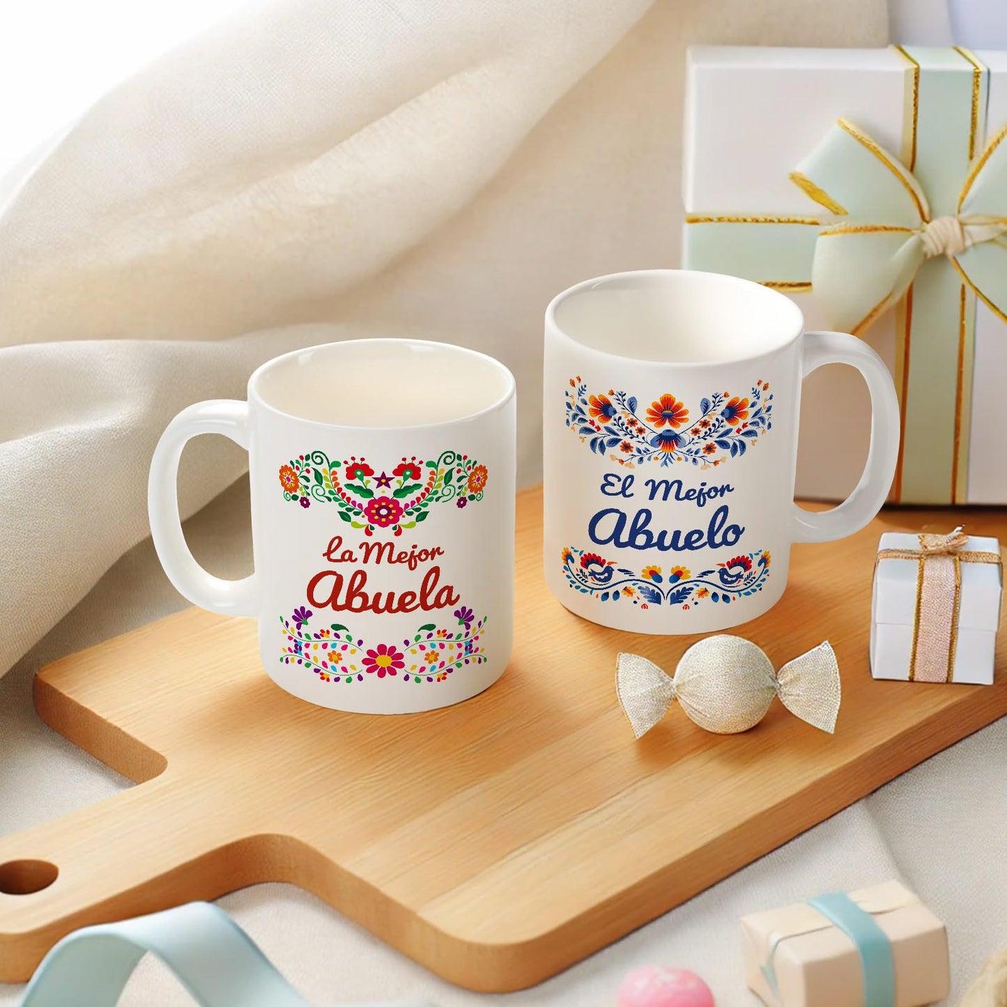 Breezy Valley Grandparents Gifts for Grandma Grandpa from Grandkids - Grandma and Grandpa Birthday Gifts, Regalos Para Abuela Abuelo Gifts In Spanish, Best Grandma Grandpa Coffee Mugs Cup