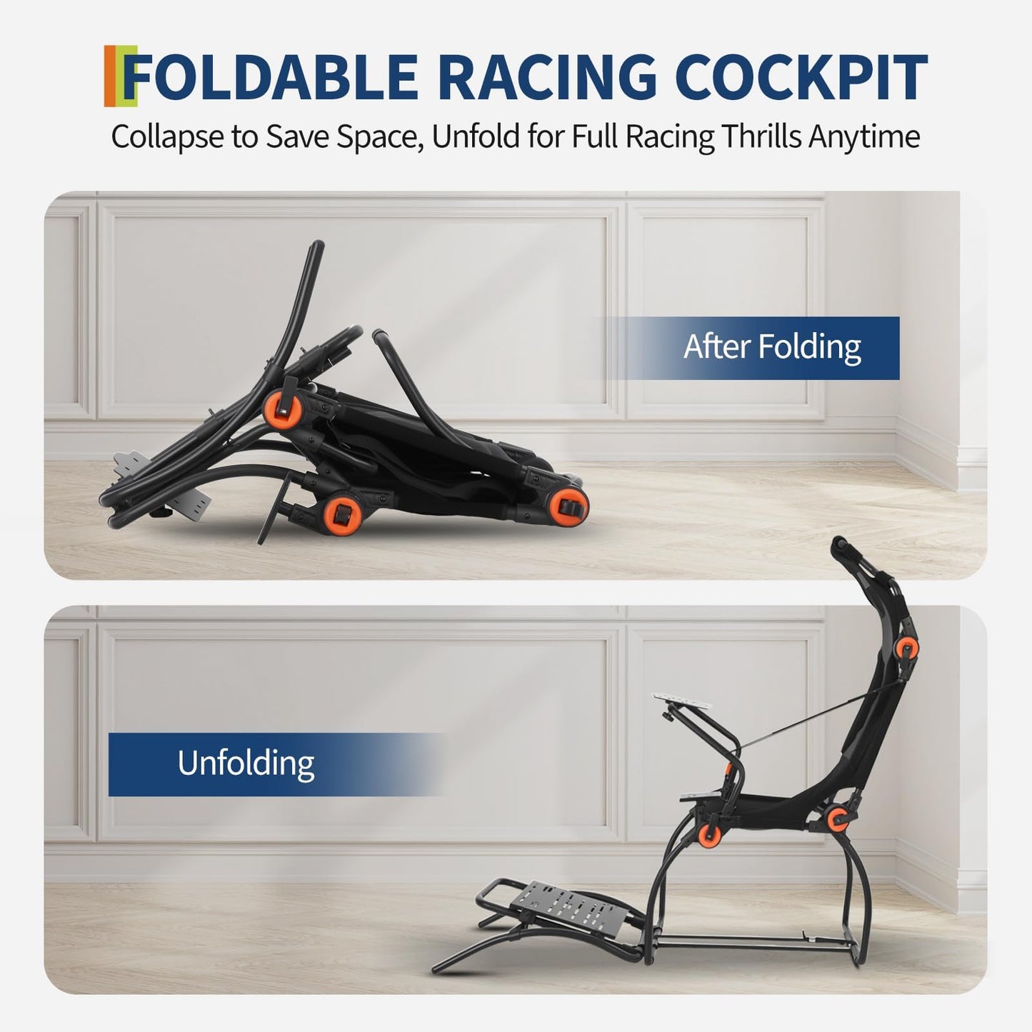 Garvee Racing Wheel Stand,Foldable Racing Simulator Cockpit for g923/g920/g29, Steering Wheel Stand & Foot Pedal Angle Adjustable,Sim Racing Cockpit for Thrustmaster t248p, Fanatec, Hori, Mad Catz.
