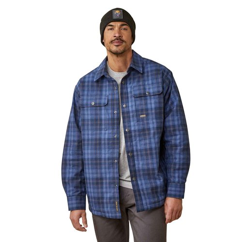 Ariat Men's Rebar Flannel Insulated Shirt Jacket - Coastal Blue Plaid, Medium