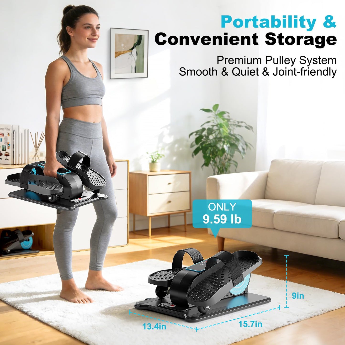 TDH Under Desk Elliptical Machine,Electric Leg Exerciser as Seen on Tv for Seniors Adults,Portable Quiet Elliptical Exercise Machine While Sitting with 12 Adjustable Speed Auto&HR Mode for Home Office