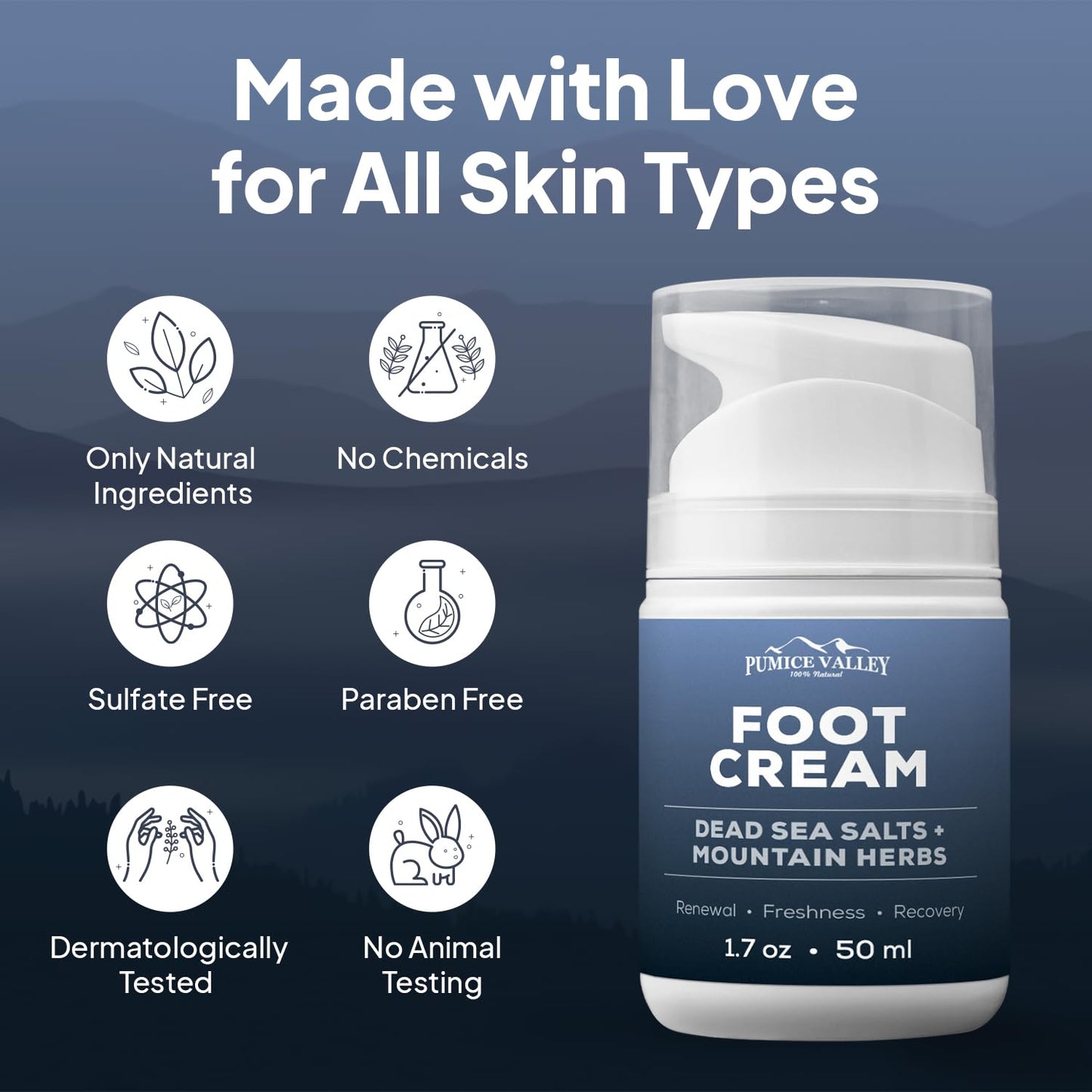Pumice Valley 2 Pack Foot Cream for Dry Cracked Feet and Heels - Natural Moisturizer, Corn, Calluses Treatment - Skin, Body Loti
