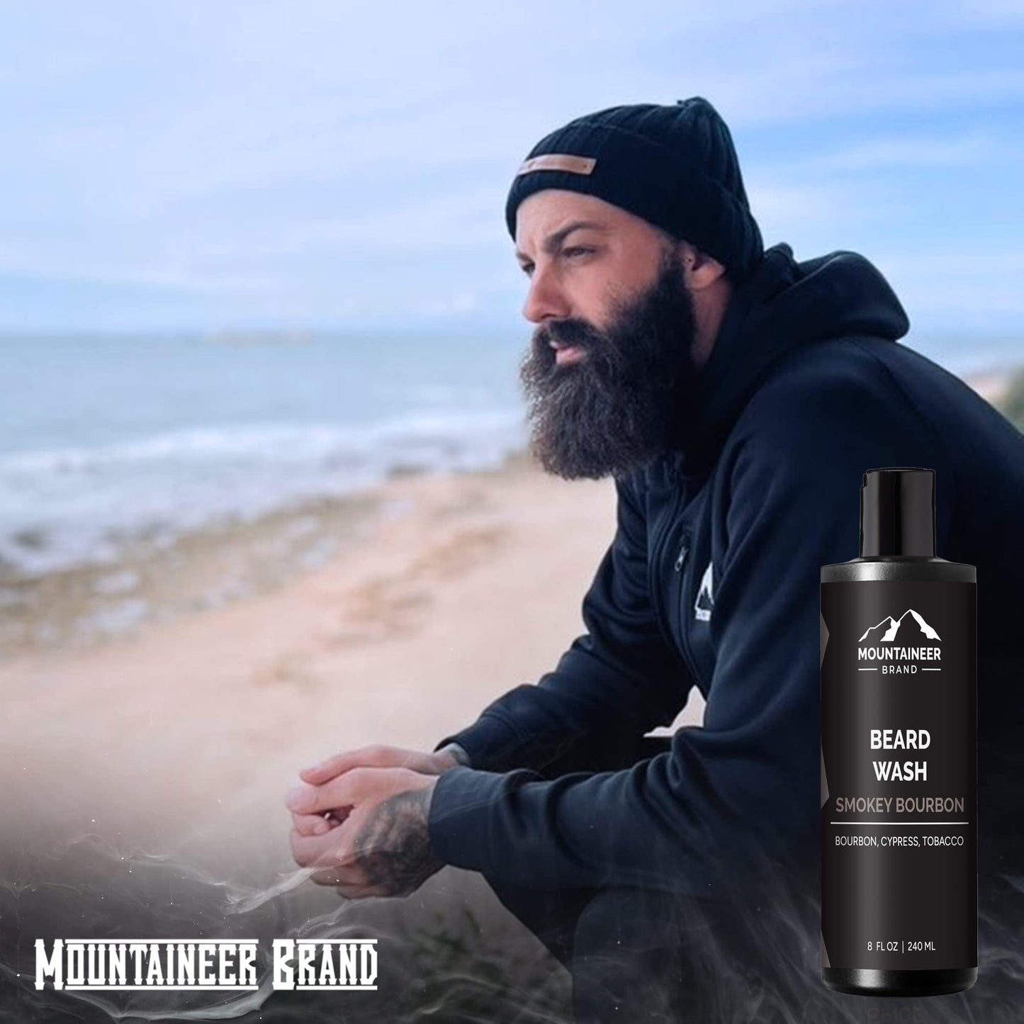 Mountaineer Brand Beard Wash For Men | 100% Natural Beard Shampoo | Thick Cleaning Softening Lather for Hair and Skin | Hydrate