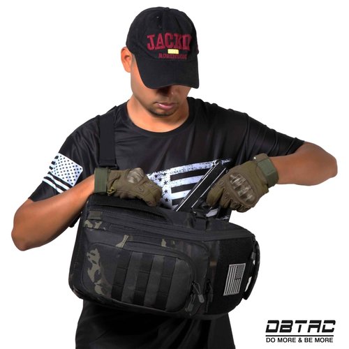 DBTAC Tactical Range Bag Large + Tactical Large Shoulder Pack with Sling (Black Camo)