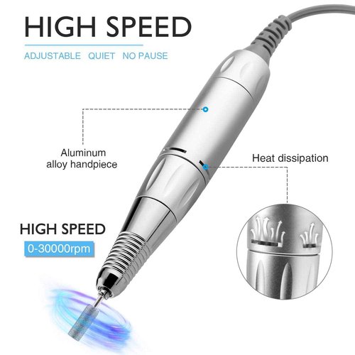 30000RPM Portable Nail Drill Machine, AZ GOGO Professional Rechargeable Electric Efile Nail Drill for Acrylic Gel Nails, Manicure/Pedicure, Polishing, Cuticle - Salon or Home Use(Blue)