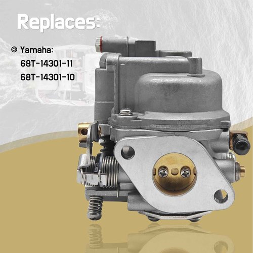 JLM MARINE 68T14301 Boat Engine Carburetor for Yamaha 4 Stroke 6 8 9.9 HP Outboard Motors 68T-14301-11 68T-14301-10