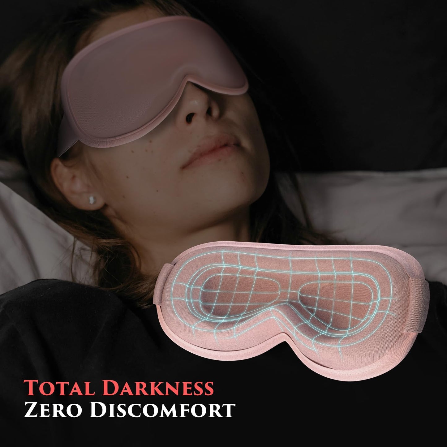 Weighted Eye Mask Cover for Sleeping - Eye Masks for Sleep with Adjustable Strap, Lash Extension Eye Covers for Women Men, 3D Contoured, Plane Travel Essentials, Blindfold for Meditation (Pink)