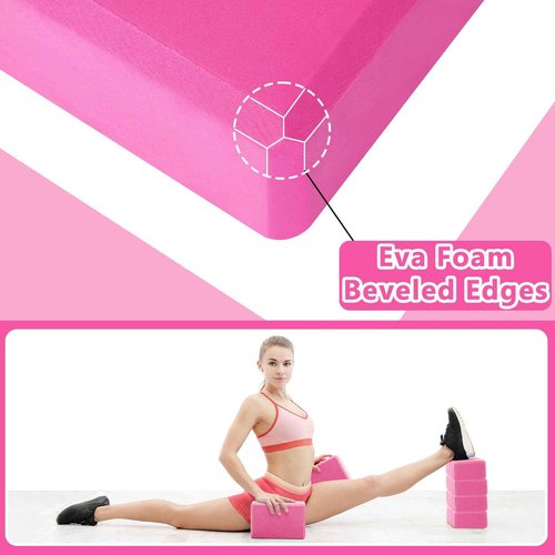 20 Pcs Yoga Blocks 9''x6''x3'' High Density EVA Foam Bricks Yoga Foam Exercise Blocks Improve Strength Balance and Flexibility, Light Weight and Non-Slip Surface for Pilates Meditation (Rose Red)
