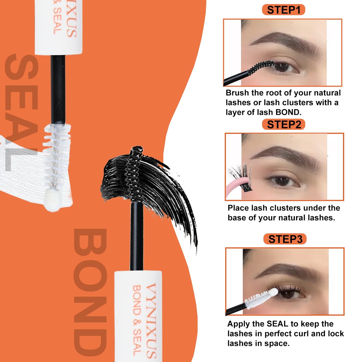 Lash Glue for Eyelash Clusters 2-IN-1 Lash Bond and Seal Waterproof Eyelash Glue DIY Lash Cluster Glue Individual Lash 72H+ DIY