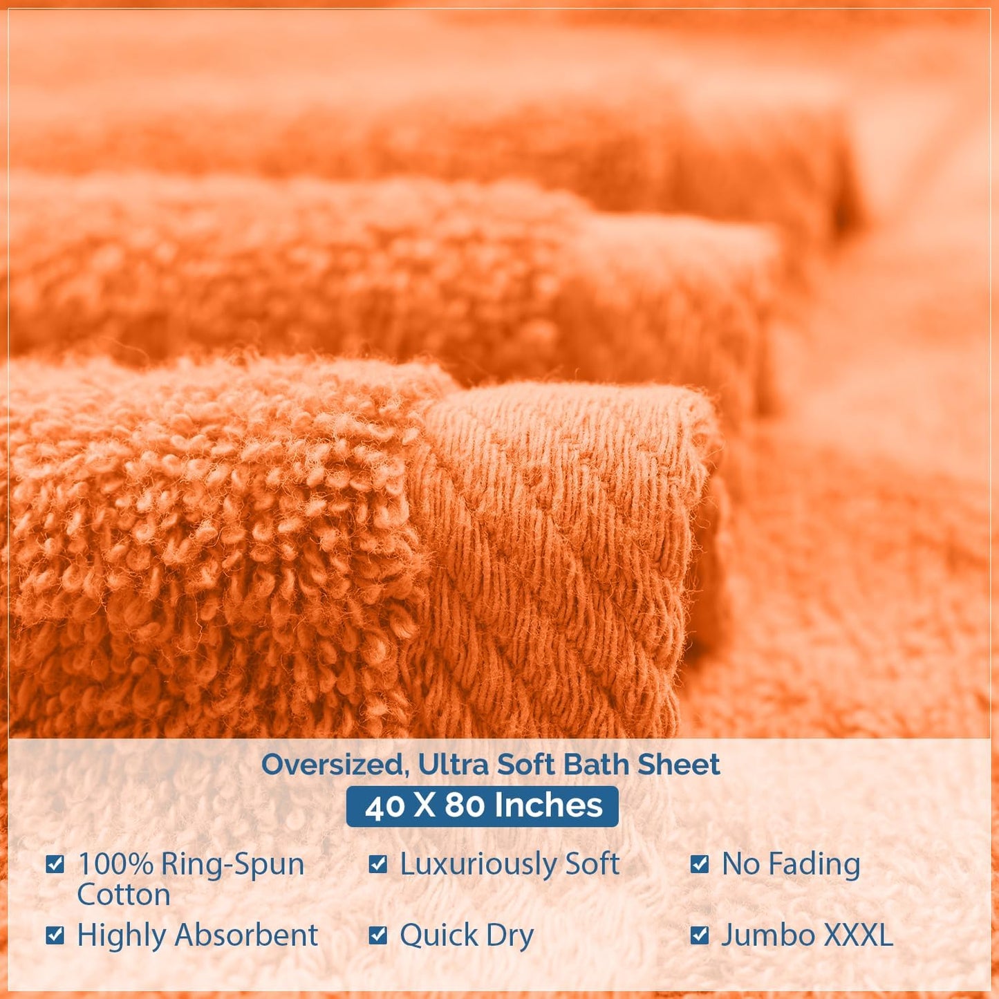 DAN RIVER Pack of 1 Bath Sheet 40x80 Inches, Soft Fluffy Bath Sheets Towels for Adults, Quick Dry Shower Towels - Orange