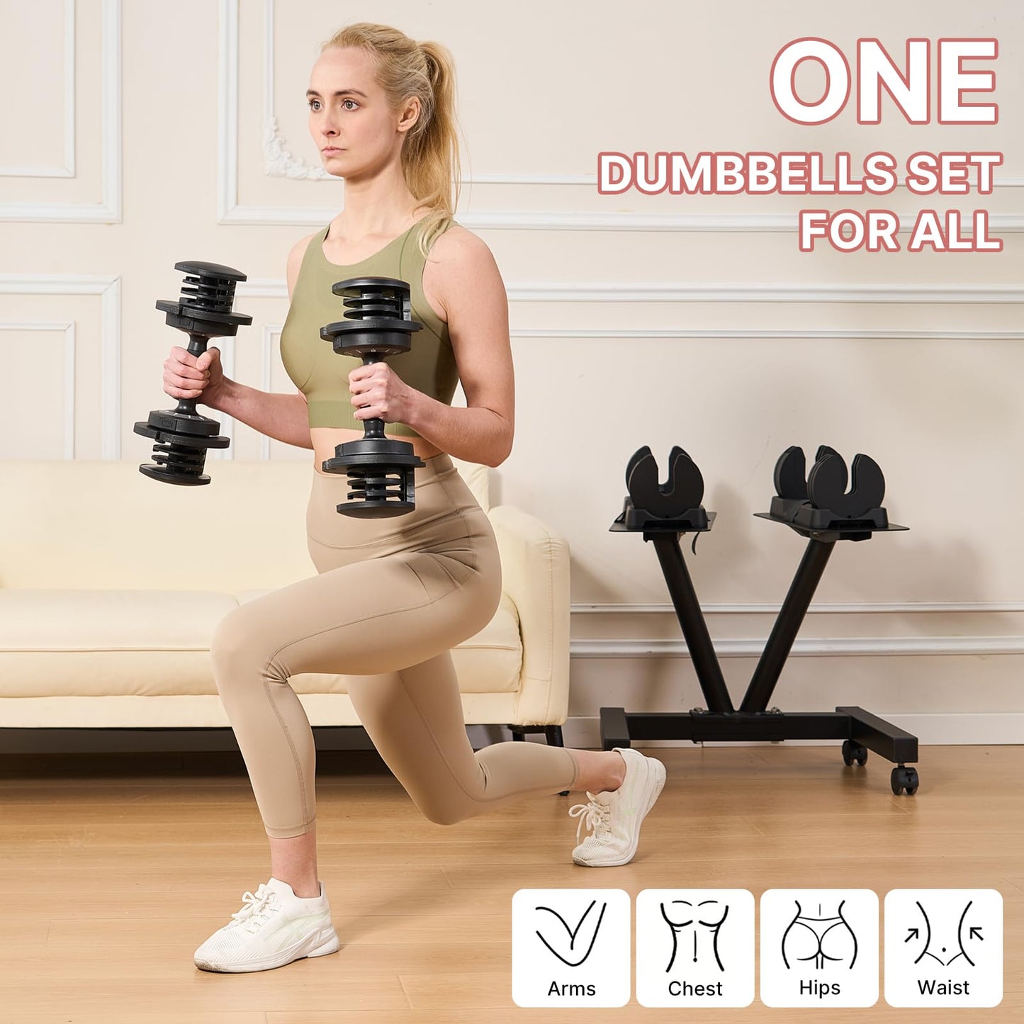 EnterSports 22/44 LBS Adjustable Dumbbell (22lbs Pair)