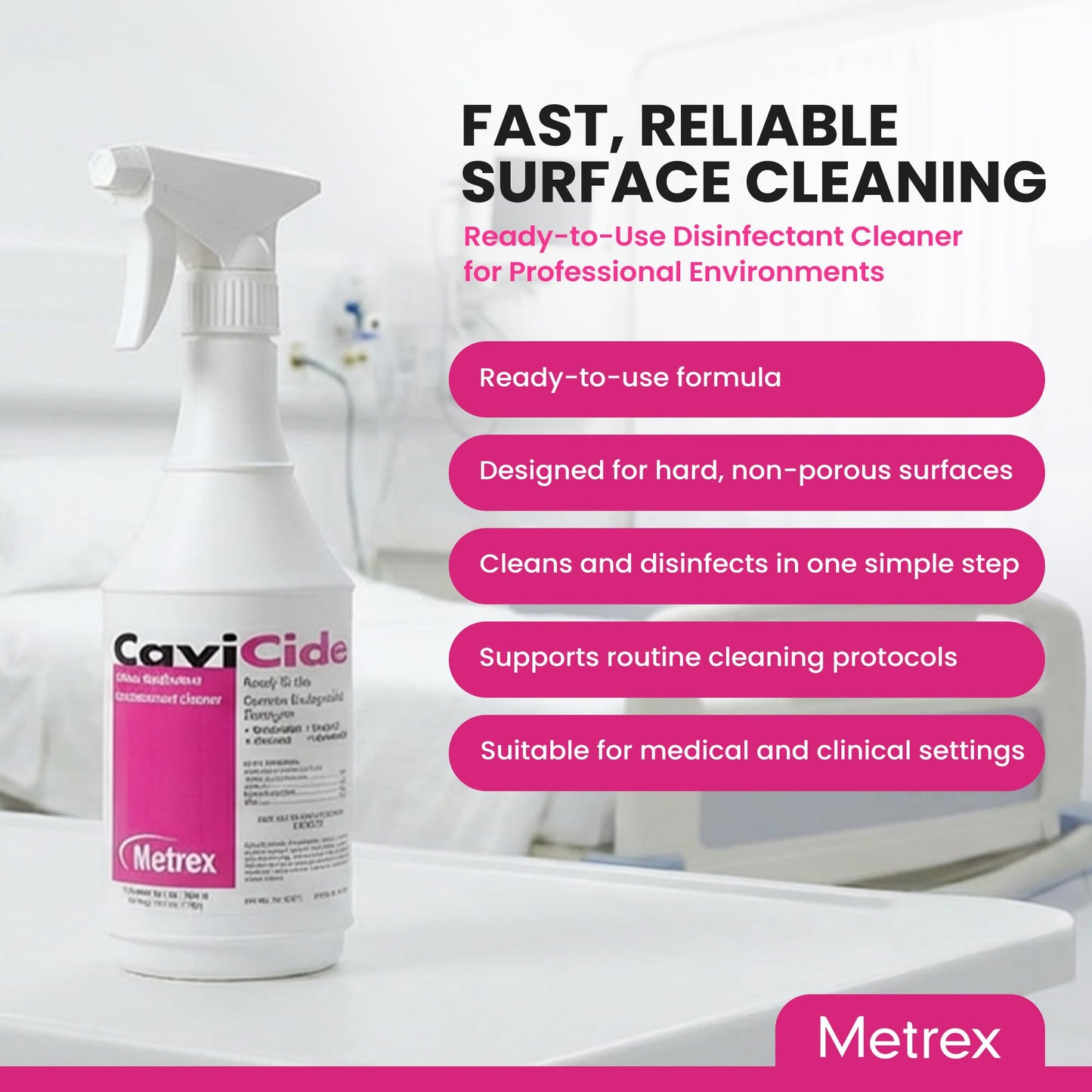 Metrex CaviCide Surface Disinfectant Cleaner Spray, 24 Oz – Ready-to-Use Disinfecting Spray, All Purpose Cleaner & Decontaminant for Medical, Clinical, Lab & Patient Care Areas – Original Version