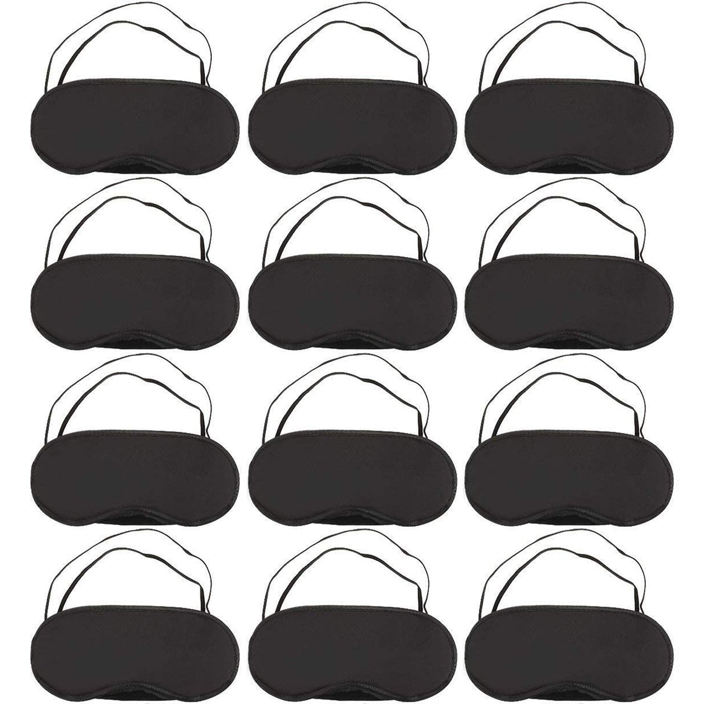 12 Pcs Eye Mask Sleep Blindfold with Nose Pad and Elastic Strap for Travel Sleep, Game Sleeping, Black