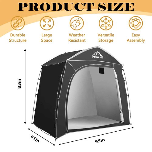 Prolee Bike Storage 7.3 x 5ft, Outside Storage Waterproof Oxford Fabric for 4 Bikes, Bike Shed, Garden Sheds & Outdoor Storage, Black