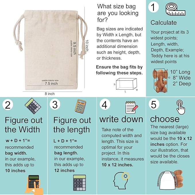 100Pcs 4 x 6 Inches Premium Cotton Muslin Double Drawstring Bags, Reusable Bag Natural Cotton Bags with Drawstring Produce Bags Bulk Gift Bag Jewelry Pouch for Party Wedding Home Storage