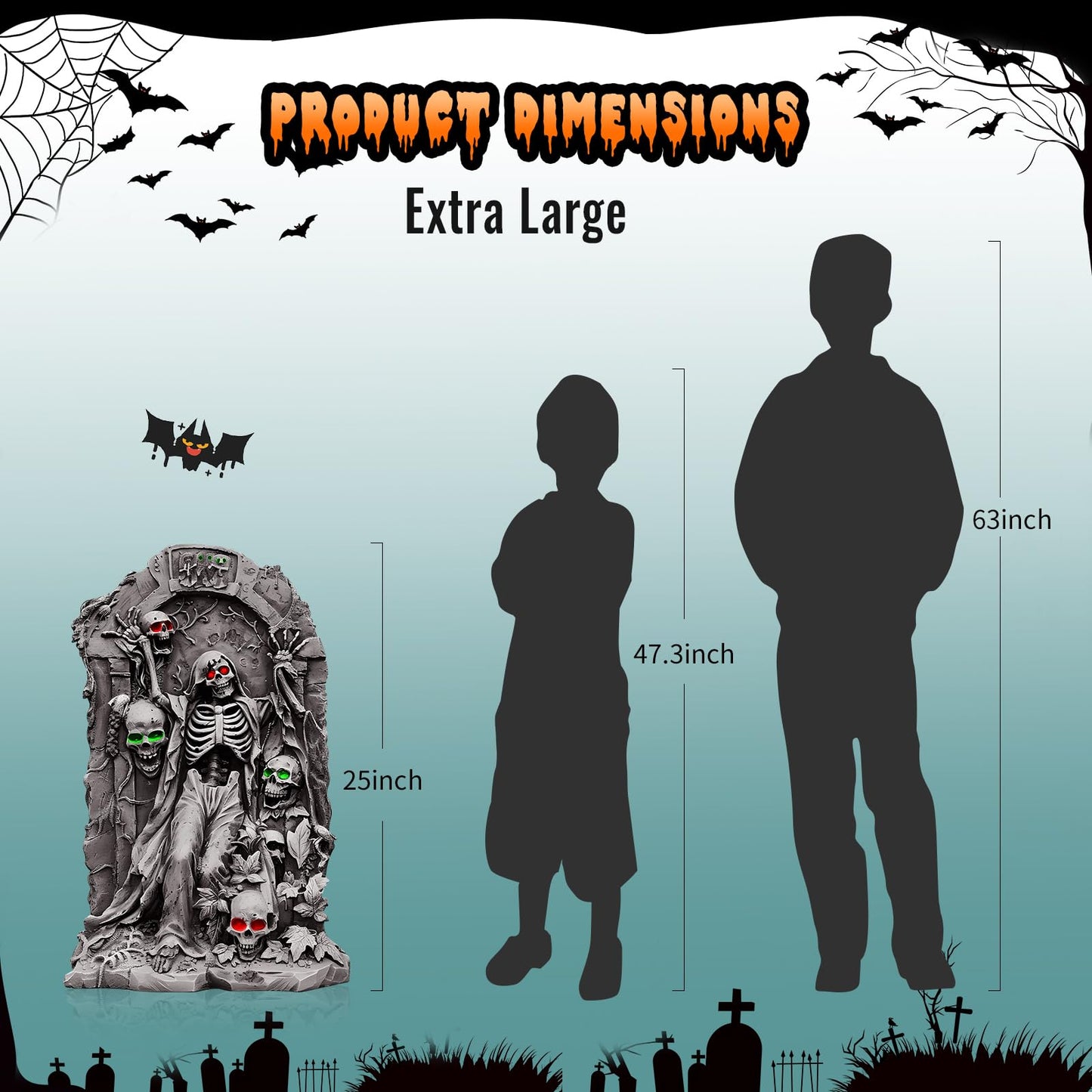 BEAUTLOHAS. 25 Inch Halloween Graveyard Tombstones Plastic Board, 5 PCS Halloween Headstones Decorations RIP for Yard Sign Lawn Garden Outdoor Decor