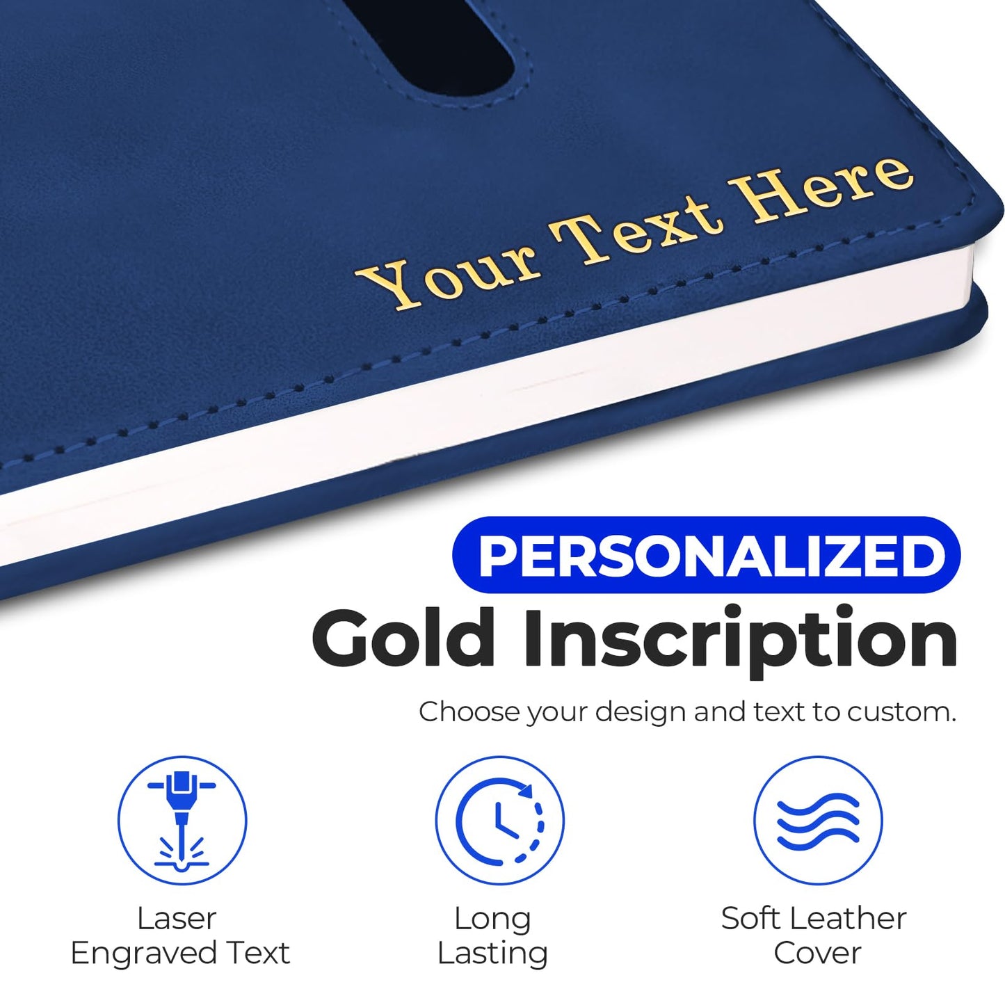 Personalized Journal Notebook, Personalized Hardcover Notebook with Pen Set, A5 Customized Lined Journals for Women and Men, Diary for Women - Birthday, Best Friend, Sister, Mothers Day Gift (Blue)