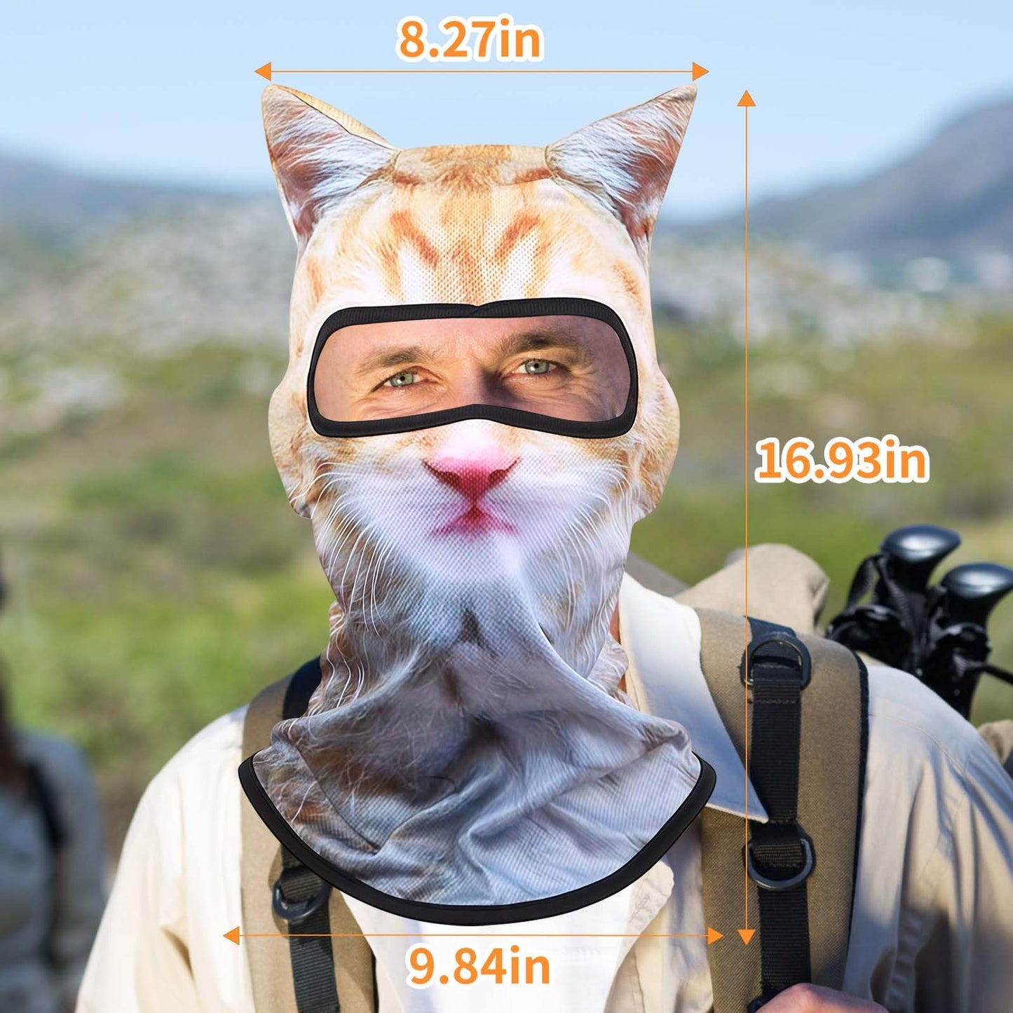 Ski Mask, 3D Cat Ski Mask Balaclava Face Men Women, Cat Mask with Ears, Cute Full Face Shiesty Mask Animal Ski UV Sun Protection Face Mask for Outdoor Hiking Riding Ski Halloween Party Yellow
