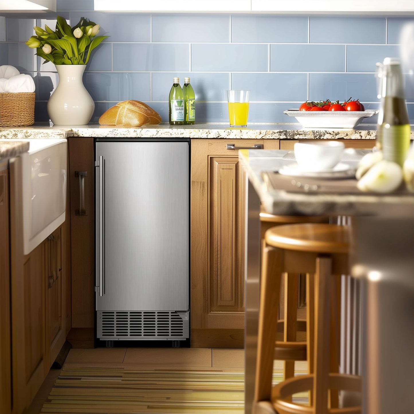 RAPSUAR Under Counter Ice Maker, 95Lbs/Day with 35lbs Storage Bin, 40Pcs Cubes in 10Mins, Reversible Door, Built in Ice Machine for Home Office Commercial