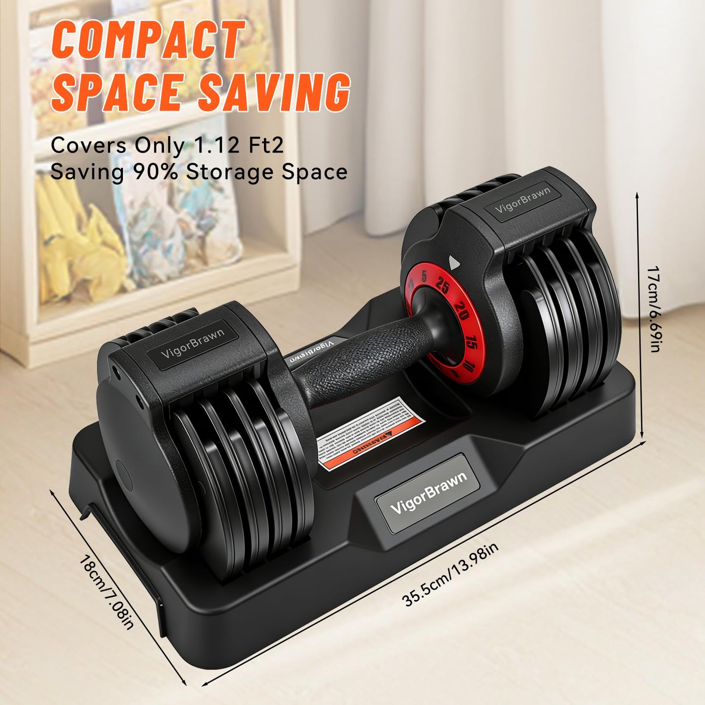 Adjustable Dumbbell Set 25LB, 2-in-1 Weights with Anti-Slip Handle, Fast Weight Adjustment for Home Gym, Strength Training for Men & Women, Single/Pair with Tray(2 PCS)