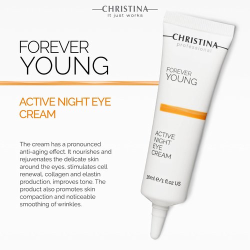 -CHRISTINA- Forever Young Active Eye Night Cream with Retinol | Avocado Oil Eye Cream | Rejuvenates, Moisturizes, and Nourishes the Skin 30ml