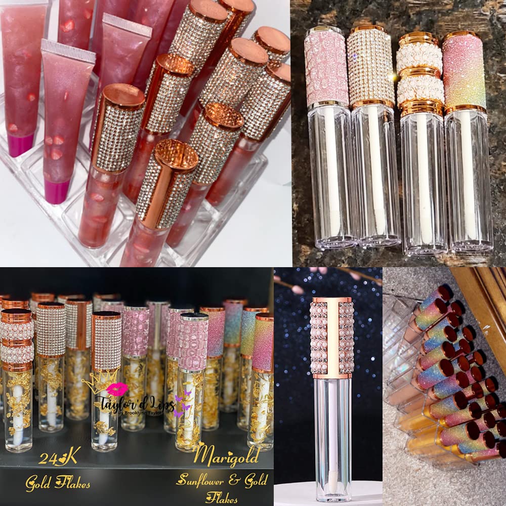 AMORIX 24 Pack Lip Gloss Tubes with Wand 5ml Empty Rhinestone Lip Gloss Containers Cute Lipgloss Bottles Lip Gloss Supplies Kit