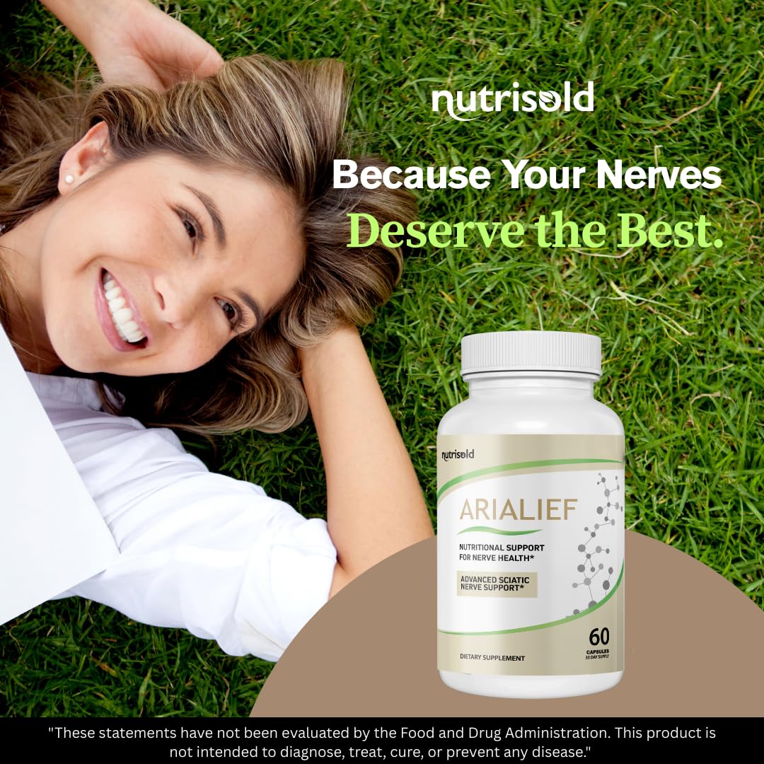 Nutrisold ARIALIEF - Nerve Health Support Supplement, Sciatic Nerve & Neuropathy Relief, Advanced Herbal Formula - 60 Capsules