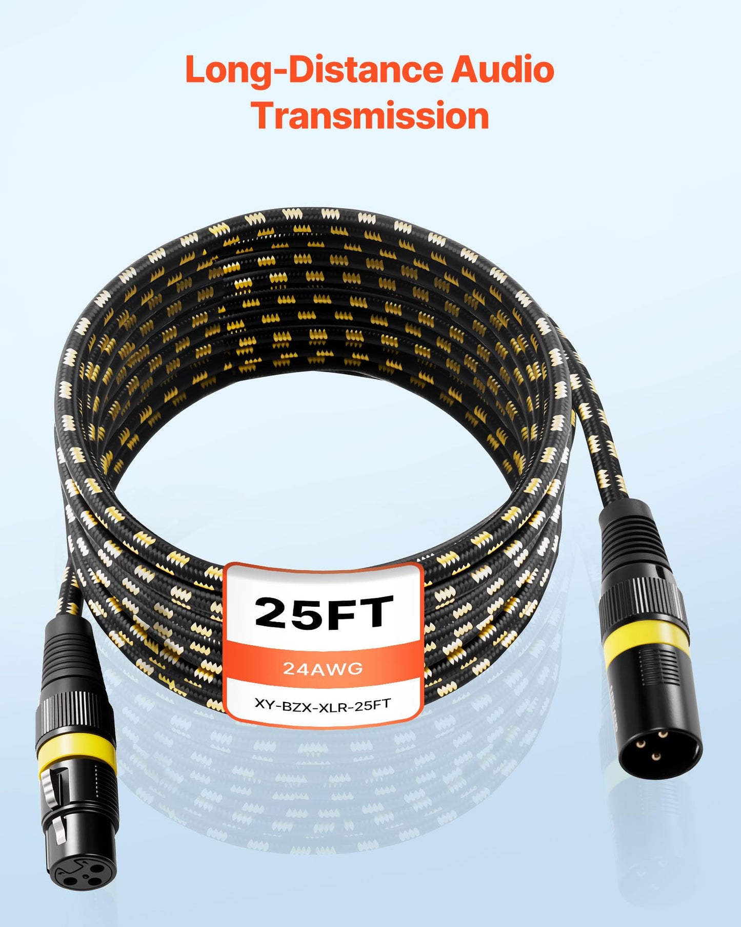 Vevor Xlr Cable 25 Ft, 6 Pack, Shielded Balanced Dmx Male To Female Microphone Cables, Gold-Plated 3-Pin Xlr Mic Speaker Cord Wi