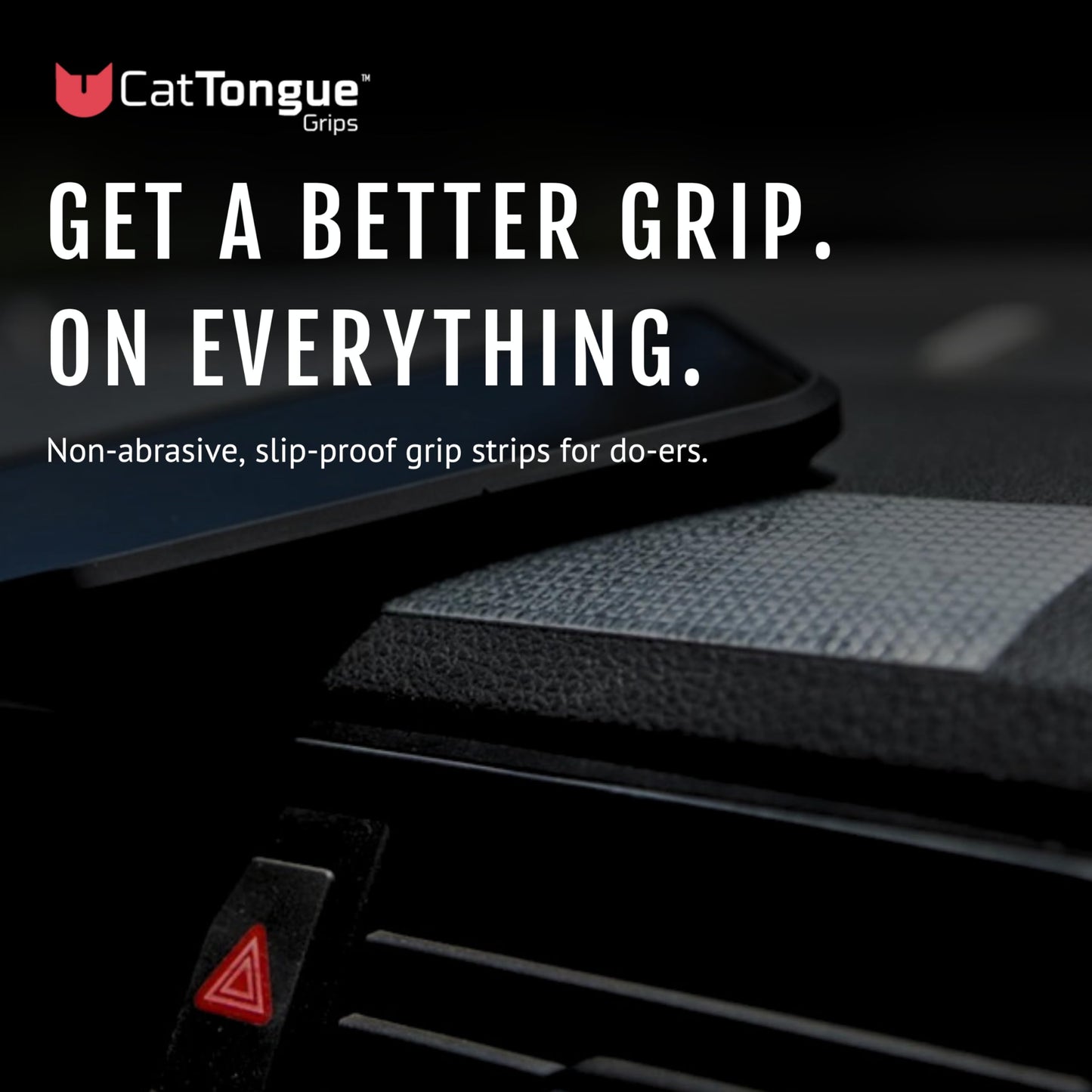 CATTONGUE GRIPS 2” Non-Abrasive Grip Tape Strips - Heavy-Duty, Waterproof Anti-Slip Tape for Furniture, Bathtubs, Frames, Gaming & More - Indoor & Outdoor Anti-Slip Solution (Black)