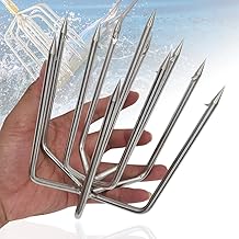 Dutiplus Large Fishing Harpoon 1~11 Prong Barded Stainless Steel Hunting Fish Gig Gaff Fork Hook with 8mm Screw for Catchi...