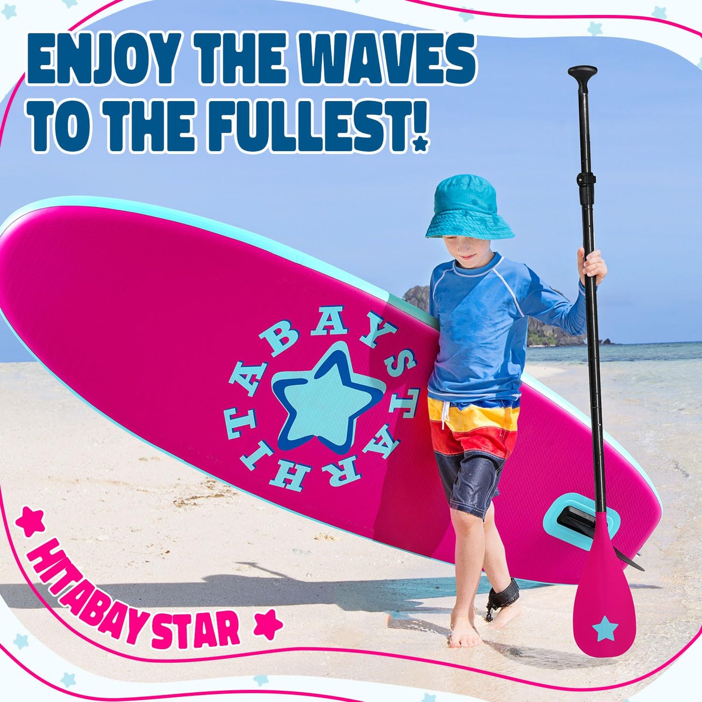 Kids Paddle Board with Inflatable SUP Accessories, Durable, Lightweight, Wide Stable Design, Non-Slip Comfort Deck, Child Stand Up Paddle Board for Kids & Youth