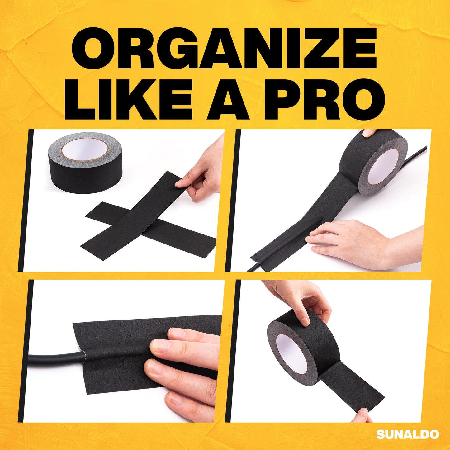 SUNALDO Gaffers Tape (2" x 30 Yards) Strong Hold, Easy to Rip, Residue-Free Professional Grade Gaffer Floor Tape for Electrical Cords, Matte Finish Non Reflective, Weather Resistant (1 Pack, Black)