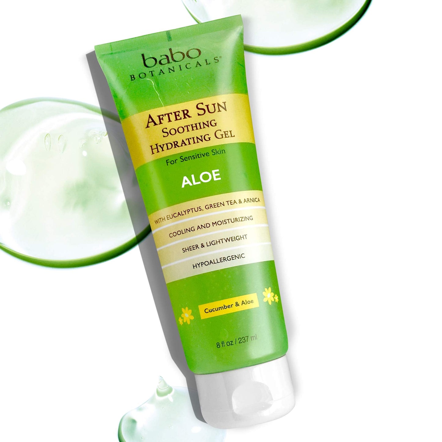 Babo Botanicals After Sun Soothing Hydrating Aloe Vera Gel With Natural witch Hazel and Cucumber, Vegan, For Babies, Kids or Sen