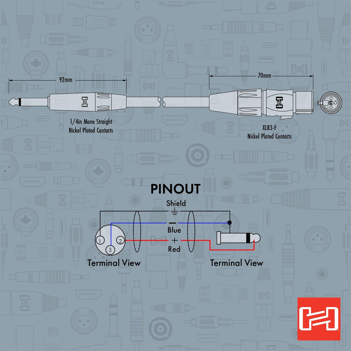 Hosa Hmic-025Hz Pro Microphone Cable, Rean Xlr3F To 1/4 Ts, 25 Feet