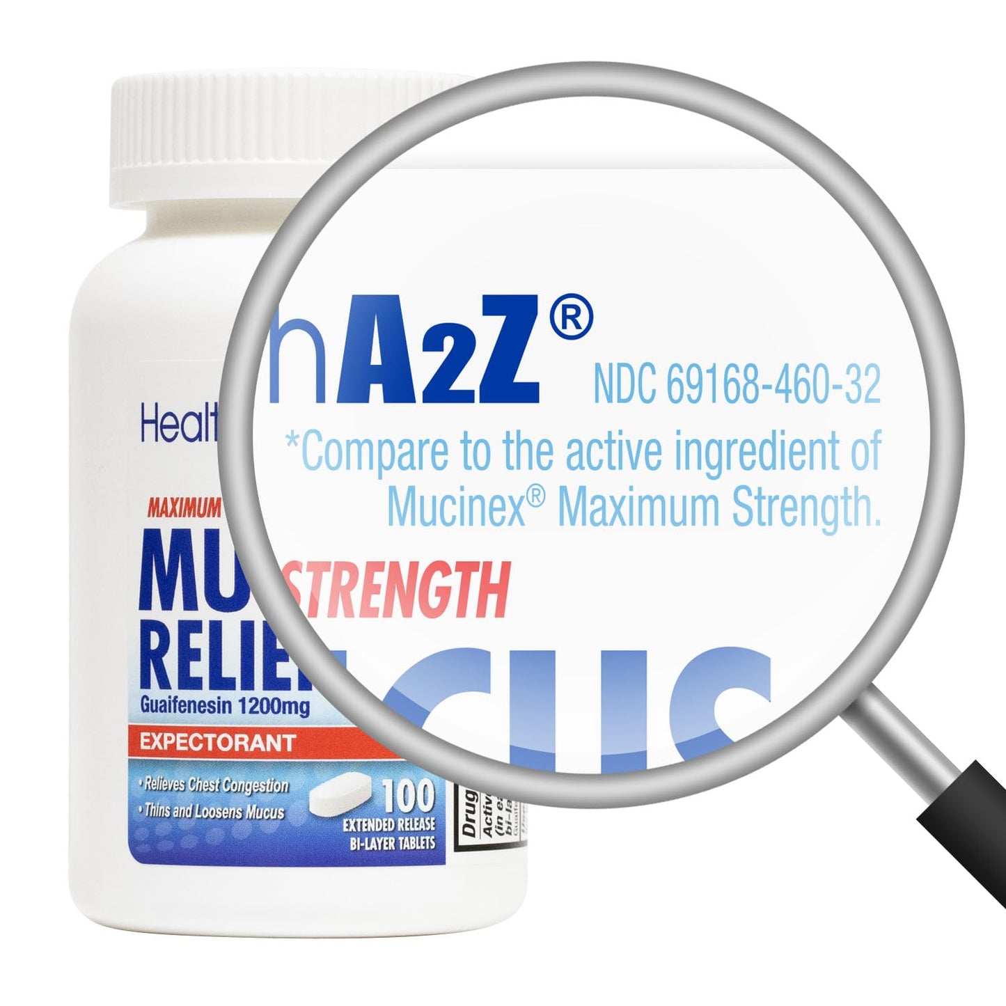 HealthA2Z® Mucus Relief | Guaifenesin 1200 mg | 100 Tablets | 12 Hour | Expectorant | Relieves Chest Congestion | Thins and Loosens Mucus (100 Tablets)