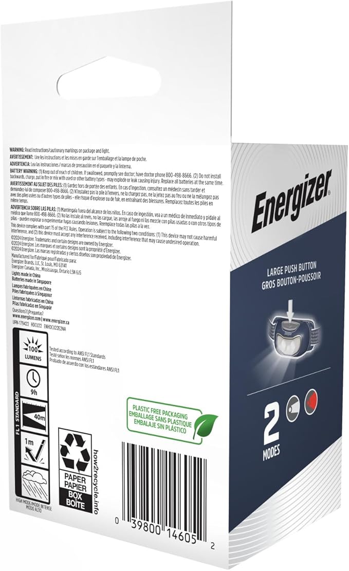 Energizer Universal+ LED Headlamp (2-Pack), IPX4 Water Resistant Headlamps, Bright Head Light for Outdoors, Camping, Running, Storm, Survival LED Light for Emergencies (Batteries Included)