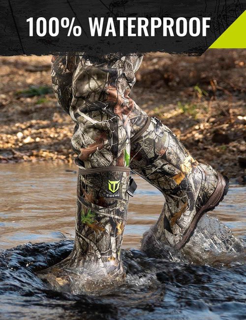TIDEWE Rubber Hunting Boots, Waterproof Insulated Next Camo G2 Warm Rubber Boots with 7mm Neoprene, Sturdy Outdoor Hunting Boots for Men (Size 6)