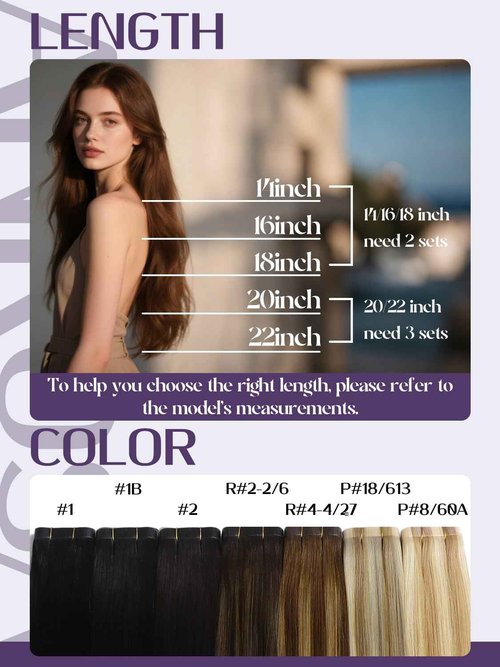 Anrosa Long Weft Tape in Hair Extensions Human Hair 20 Inch Wide Hair Extensions Real Human Hair Tape in Golden Blonde with Light Blonde Color 50g