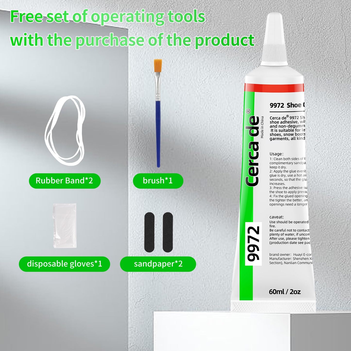 Cerca de Shoe Glue Heavy Duty,Shoe Sole Repair Adhesive,Clear, Waterproof, high Strength, Strong Shoe Glue for Sneakers, Leather Shoes, Hiking Shoes, Boots, Sandals, 2oz.