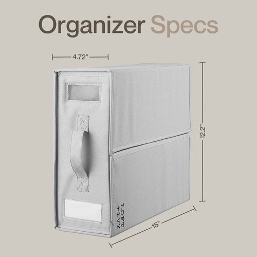 LOFT + IVY Sheet Organizers and Storage – Bed Sheet Holders Box for Linen Closet, Foldable Bedding Storage with Handles, Label Slot, Closure – Grey, 4-Pack