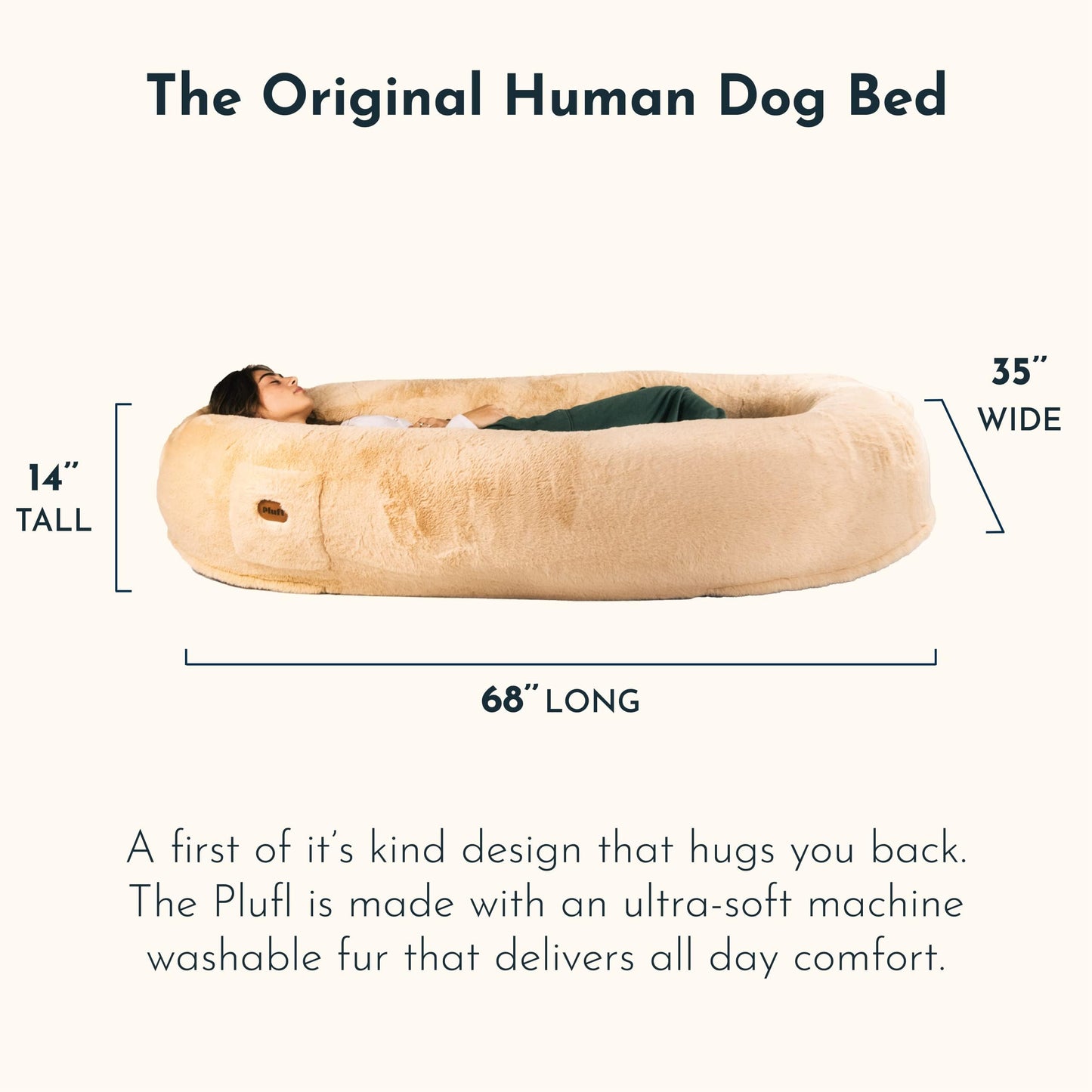 Plufl, The Original Human Dog Bed for Adults, Kids, and Pets. As Seen on Shark Tank. Comfy Plush Large Bean Bag with Memory Foam, Machine Washable, and Durable. Perfect nap and Floor Bed - Black