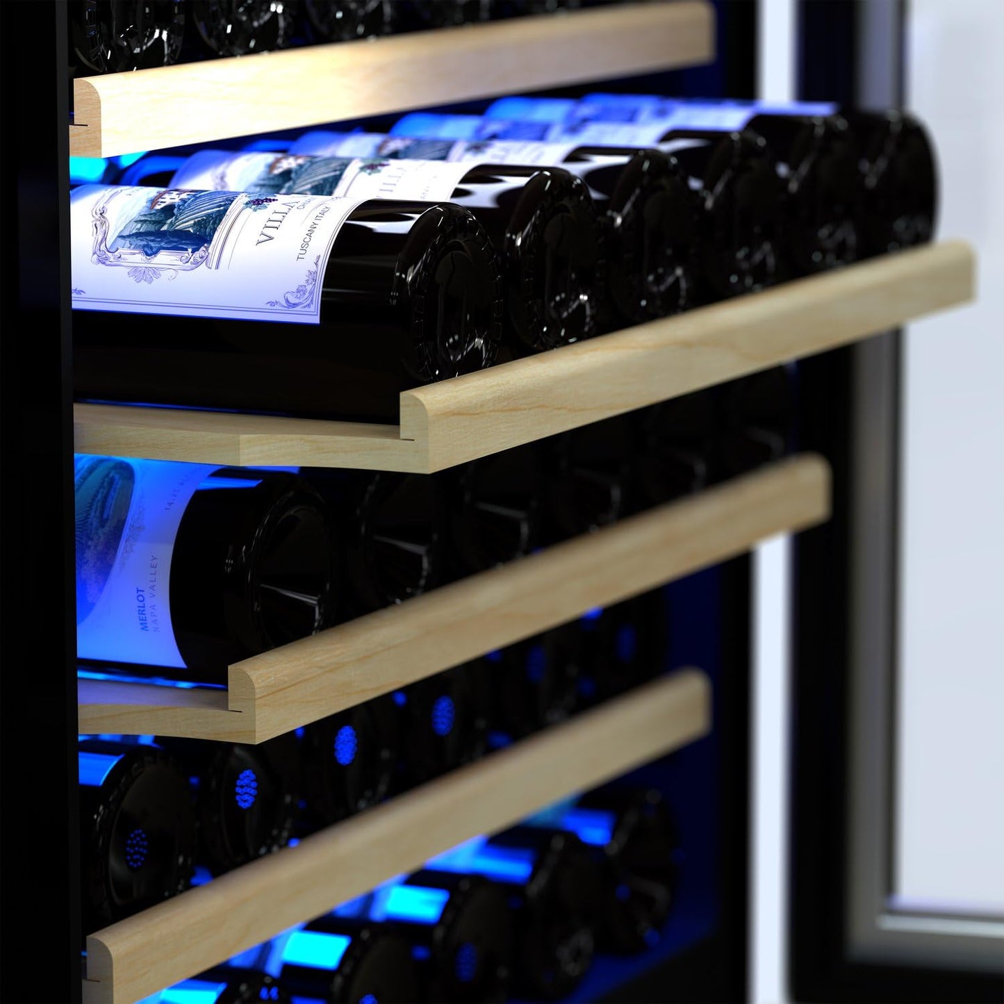TCL 52 Bottle 5.3 Cu Ft Wine Cooler, Freestanding Mini Fridge with Glass Doors, Low Noise Operation, Digital Controls & LED Lighting
