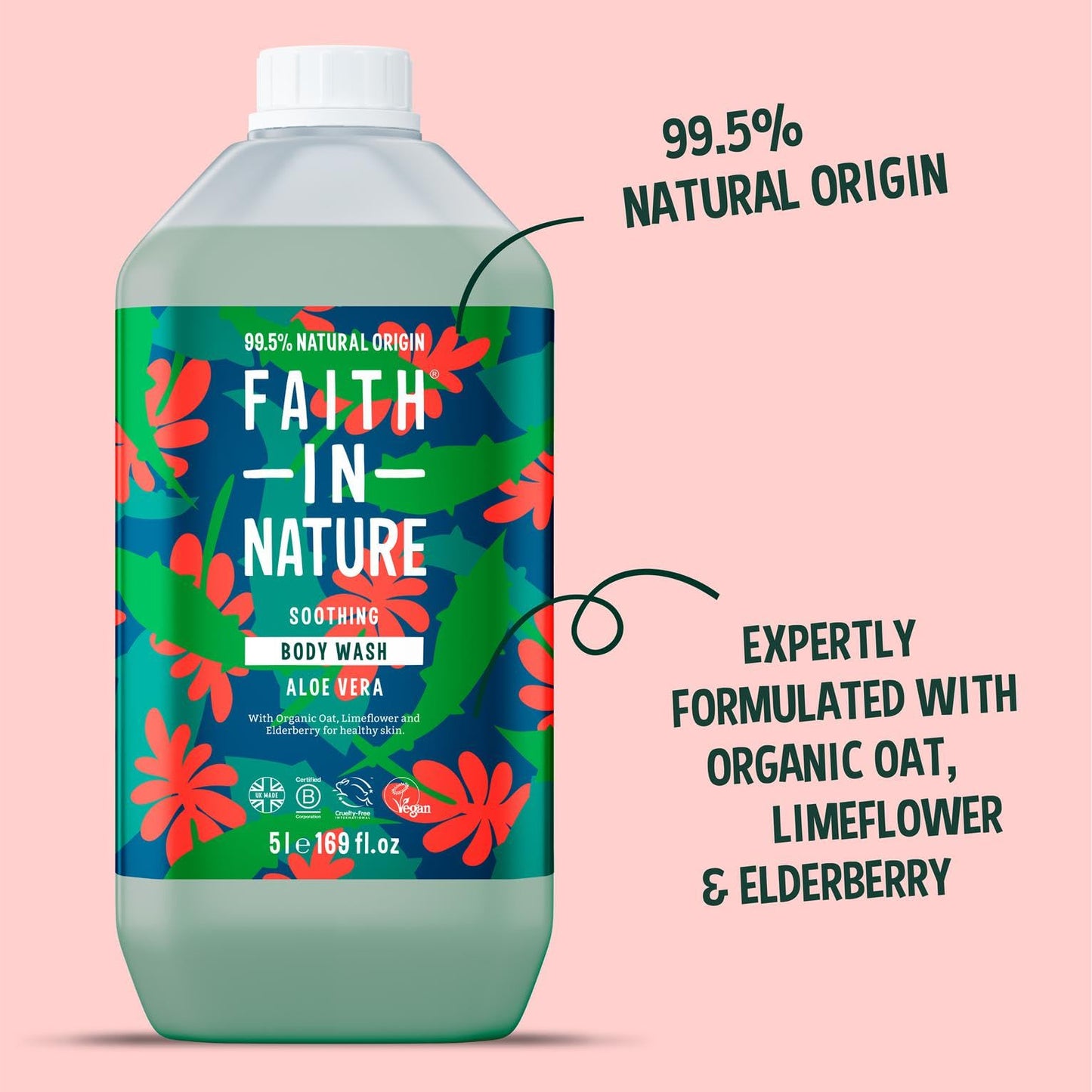 FAITH IN NATURE Natural Body Wash - Vegan & Cruelty Free, No SLS or Parabens - 169 fl oz Refill Pack, Aloe Vera