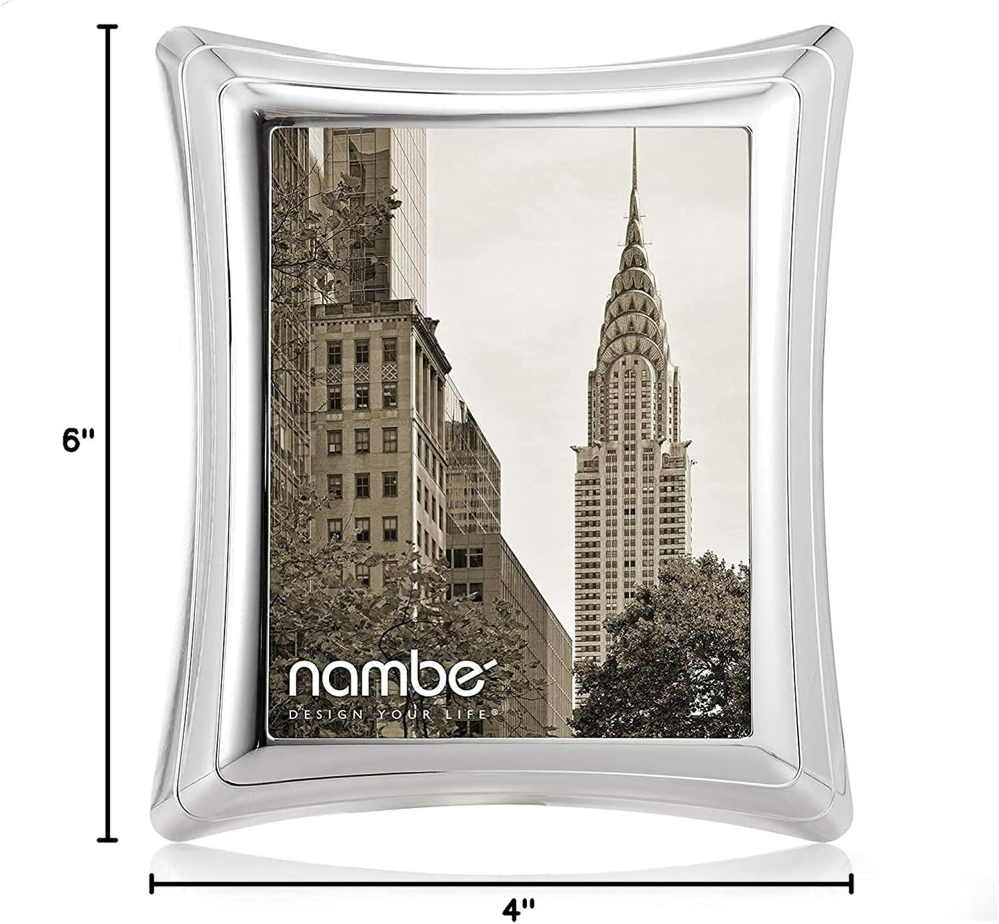 Nambe Portal Picture Frame, 4" x 6” | Vintage and Contemporary Design | Tabletop Display and Home Office Décor | Made of Silver Plate and Glass | Designed by Mike Altomari