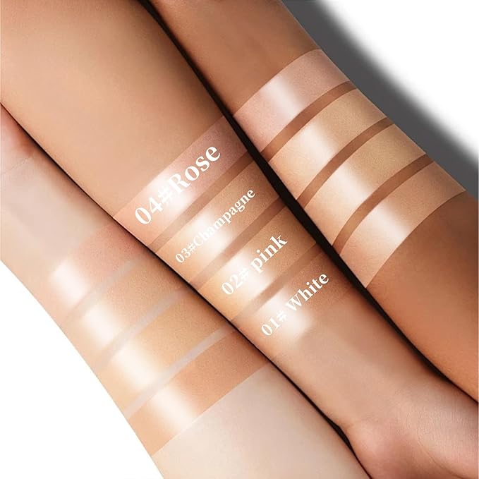 Liquid Highlighter Makeup, Long Lasting Multifunctional Luminous Glow Stick, Sparkly Glitter Body Face Shimmer Liquid Luminizer Sticks, Waterproof, Smooth, Blendable Cream Illuminator 02#