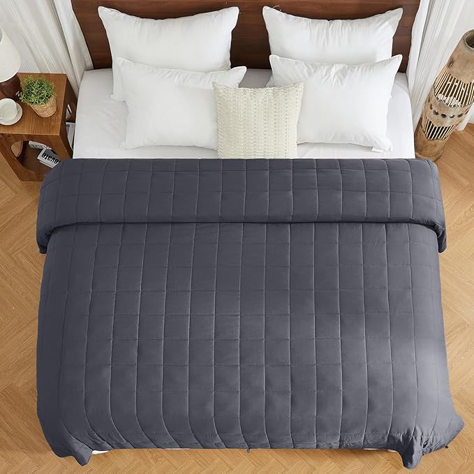 yescool Weighted Blanket for Adults (20 lbs, 88” x 104”, Grey) Cooling Heavy Blanket for Sleeping Perfect for 190-210 lbs, Queen Size Breathable Blanket with Premium Glass Bead, Machine Washable