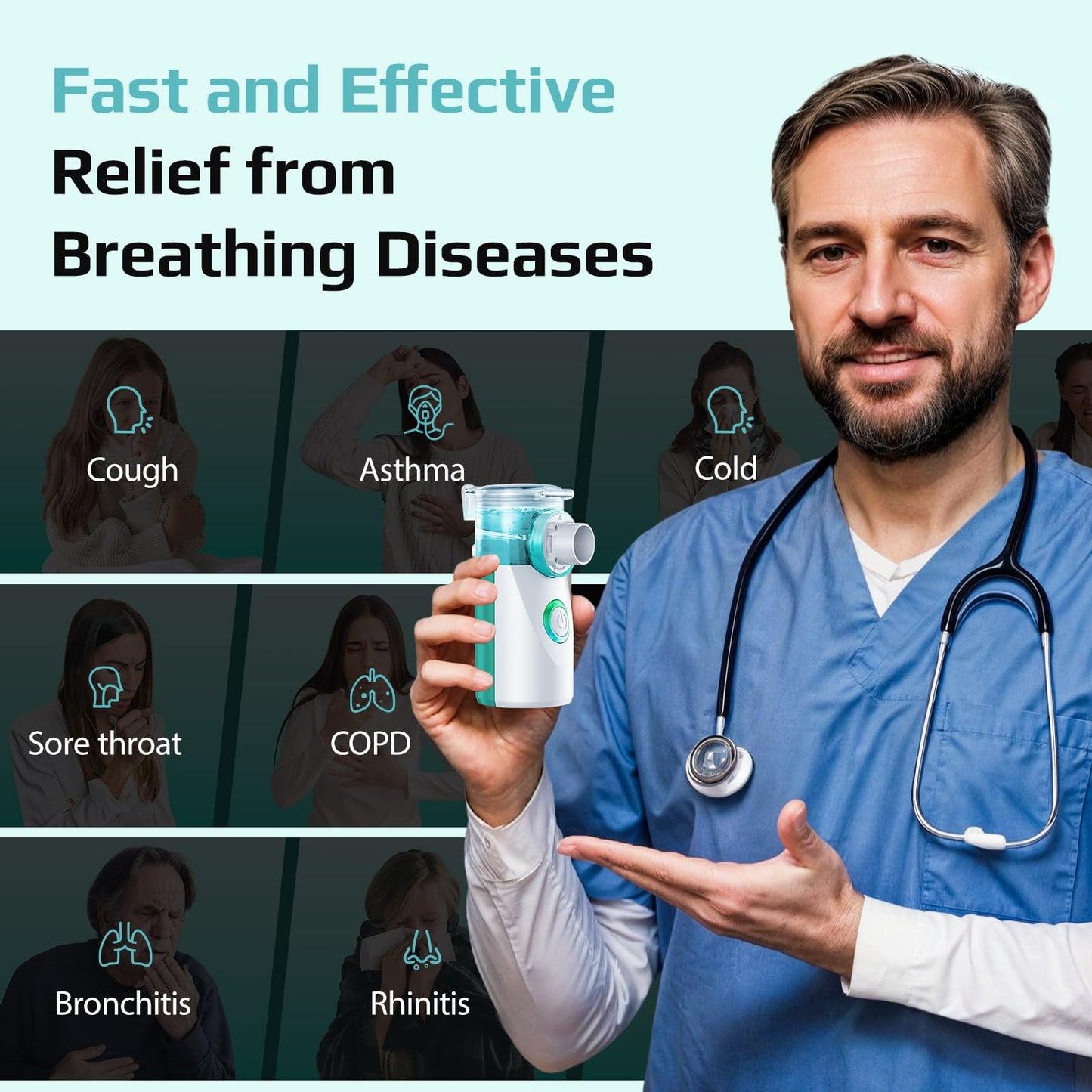 Portable Nebulizer for Adults and Kids - Quiet Nebulizer Machine for Adults and Kids,Travel Nebulizer,Handheld Baby Nebulizer,Mesh Nebulizer for Home Use