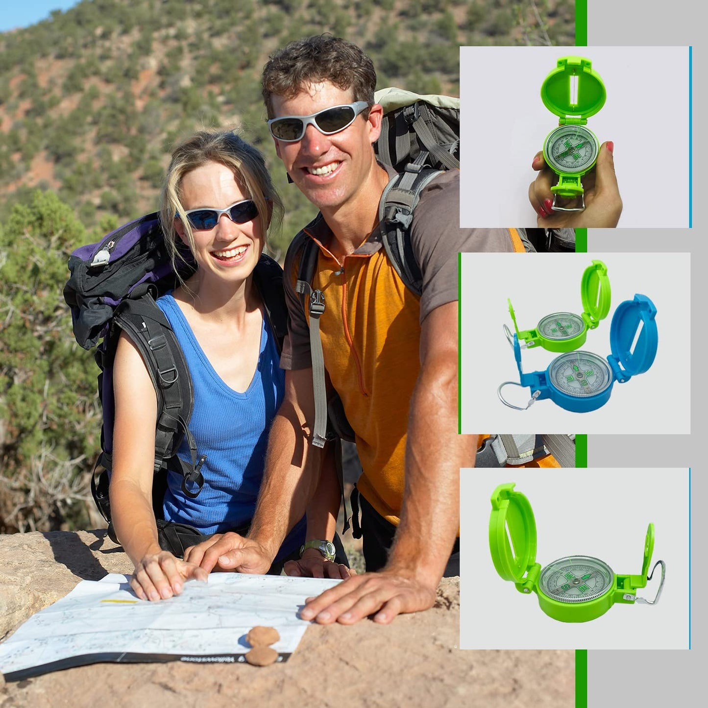 Turnonsport Lensatic Compass - Hiking & Camping Navigation - Orienteering & Map Reading - Boy Scout & Professional Field Compass