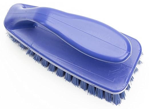 SPARTA Scrub Brush with Iron Shaped Handle and Stiff Bristles, Heavy Duty Scrubber Brush for Kitchen, Bathroom, Shower, Tile, Sink, Carpet and Bakepans, Polypropylene, 6 Inches, Blue